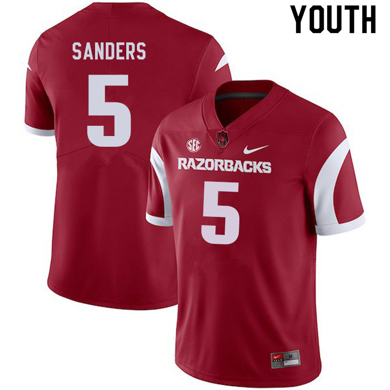 Youth #5 Raheim Sanders Arkansas Razorbacks College Football Jerseys Sale-Cardinal